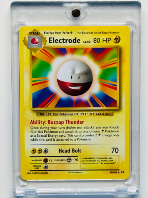 Photo 1 of 686826…Pokémon Electrode card 40/108  in hard plastic case