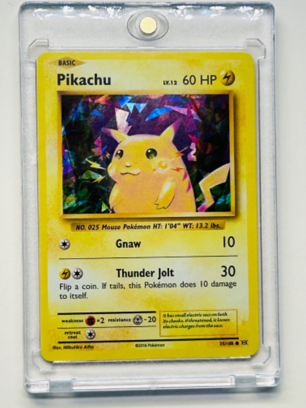 Photo 1 of 686827…Pokémon Pikachu cracked ice holo card 35/108  in hard plastic case