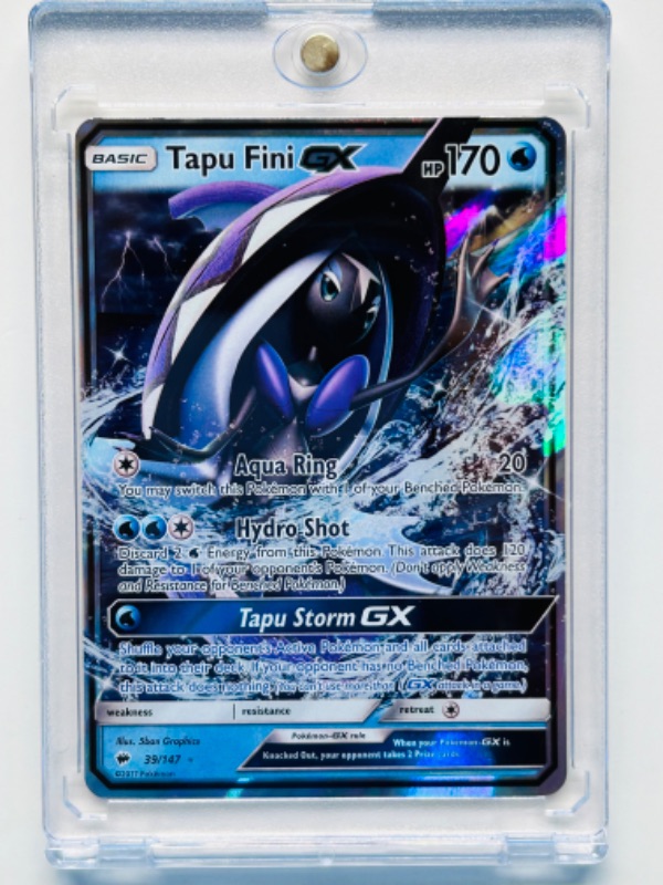 Photo 2 of 686829…Pokémon holo Tapu Fini card 39/147  in hard plastic case