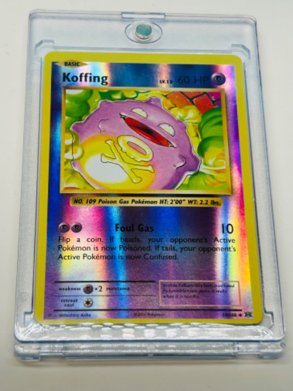 Photo 2 of 686830…Pokémon Koffing reverse holo card  50/108  in hard plastic case