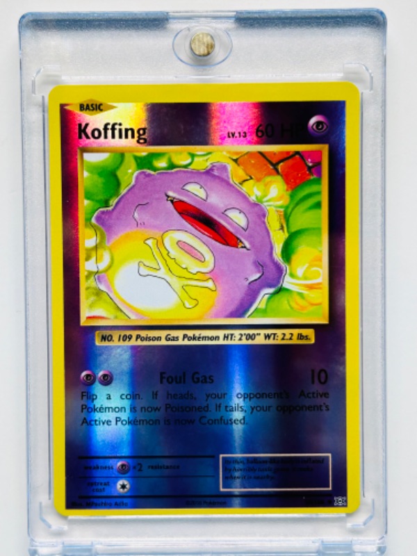 Photo 1 of 686830…Pokémon Koffing reverse holo card  50/108  in hard plastic case