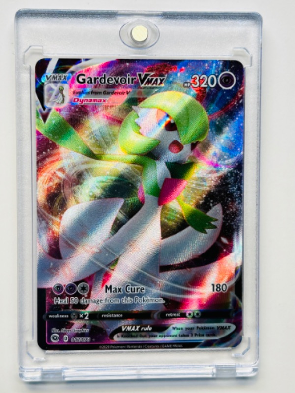 Photo 1 of 686831…Pokémon holo Gardevoir VMax card 017/073  in hard plastic case