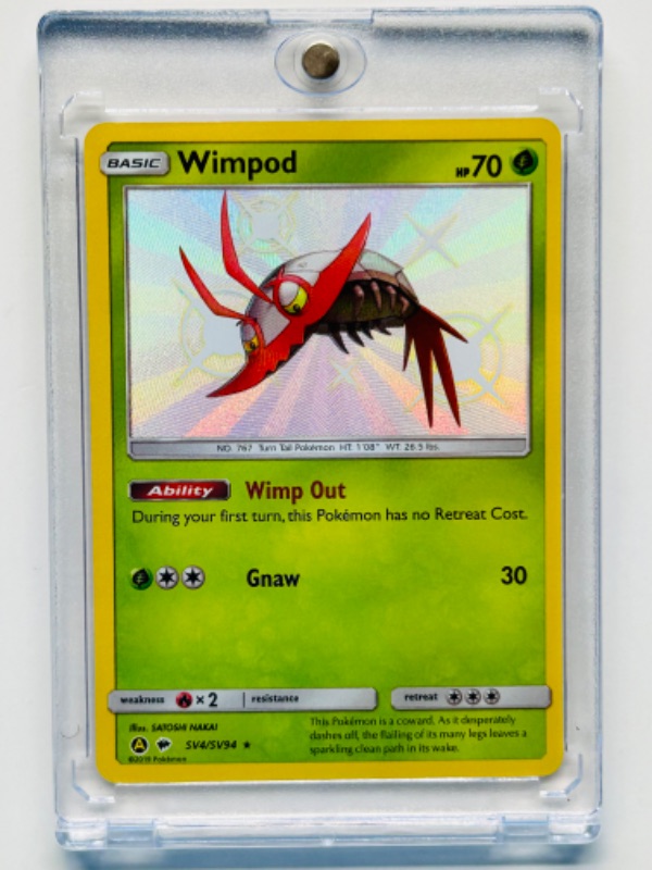 Photo 1 of 686832…Pokémon Wimpod holo card sv4/sv94  in hard plastic case