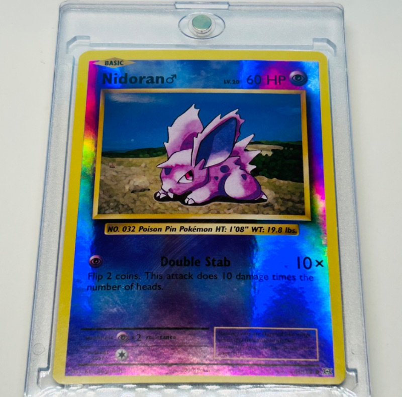 Photo 1 of 686833…Pokémon Nidoran reverse holo card 43/108  in hard plastic case