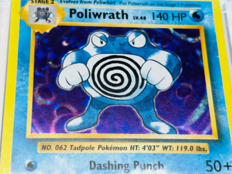 Photo 2 of 686837…Pokémon Poliwrath holo card 25/108  in hard plastic case