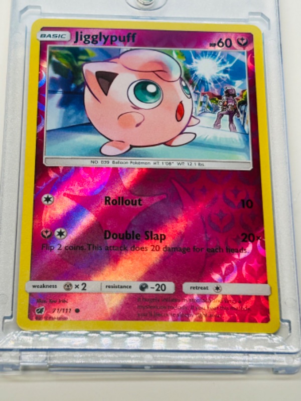 Photo 3 of 686840…Pokémon jigglypuff reverse holo card 71/111  in hard plastic case