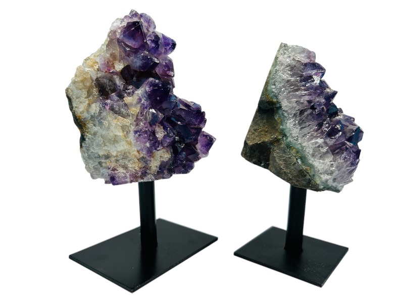 Photo 1 of 686843…2 amethyst crystal rocks on display stands 4.5” including stand