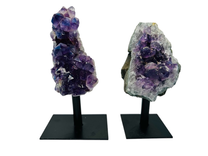 Photo 2 of 686843…2 amethyst crystal rocks on display stands 4.5” including stand