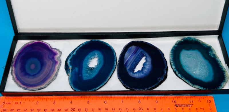 Photo 1 of 686859…4 agate slices with stands in gift box