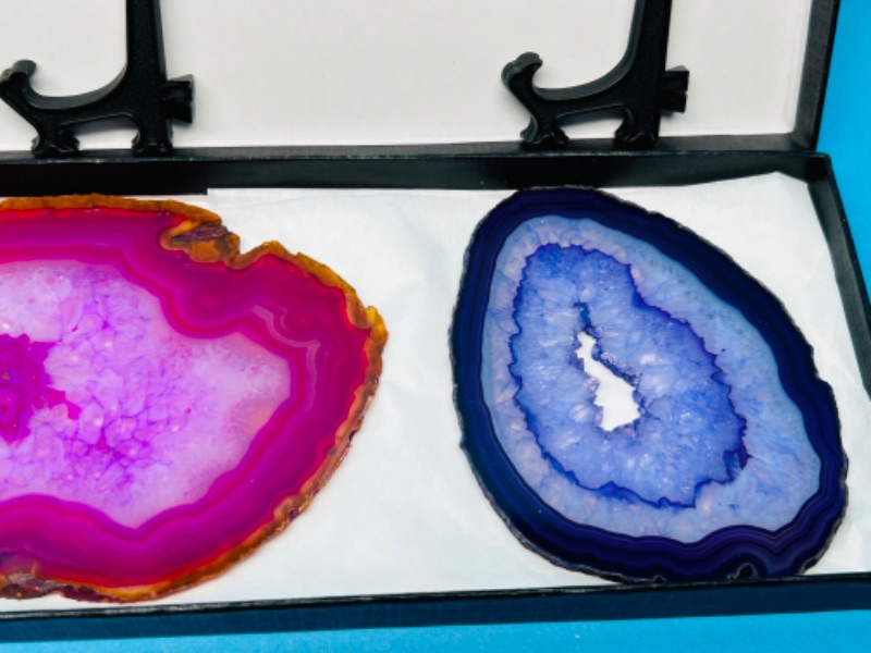 Photo 4 of 686864…3 agate slices with stands in gift box 