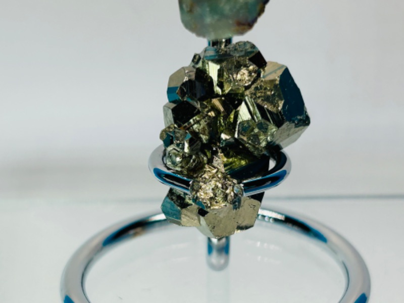 Photo 2 of 686868…fluorite septre rock on stand with pyrite-fools gold