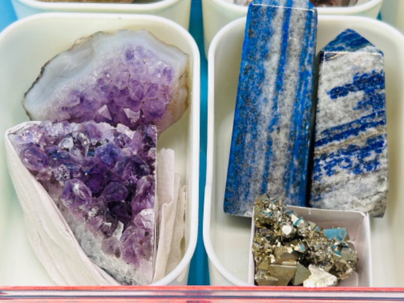 Photo 3 of 686872…collectible rocks-amethyst, agates, polished, pyrite (fools gold),stilbite carry in case