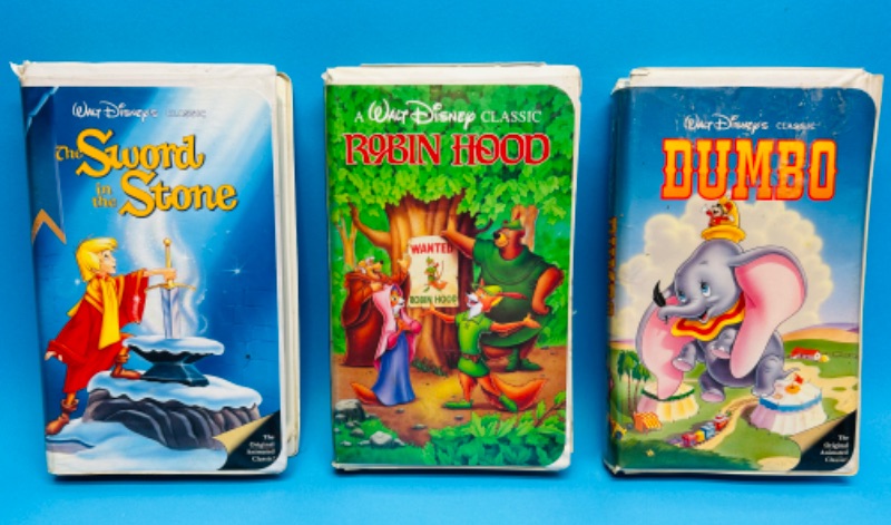 Photo 1 of 686907…worn cases-3 Disney VHS movies-black diamond 