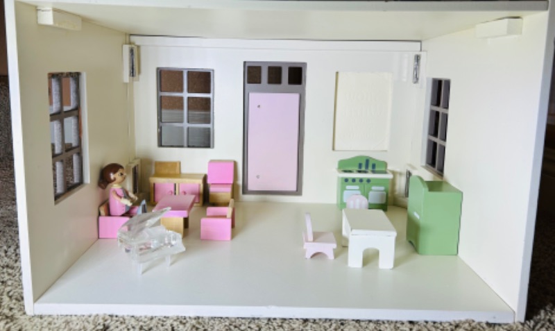 Photo 3 of 686935…xxlarge 2 foot 5” x 15 D x 20 W wood dollhouse with furniture and dolls