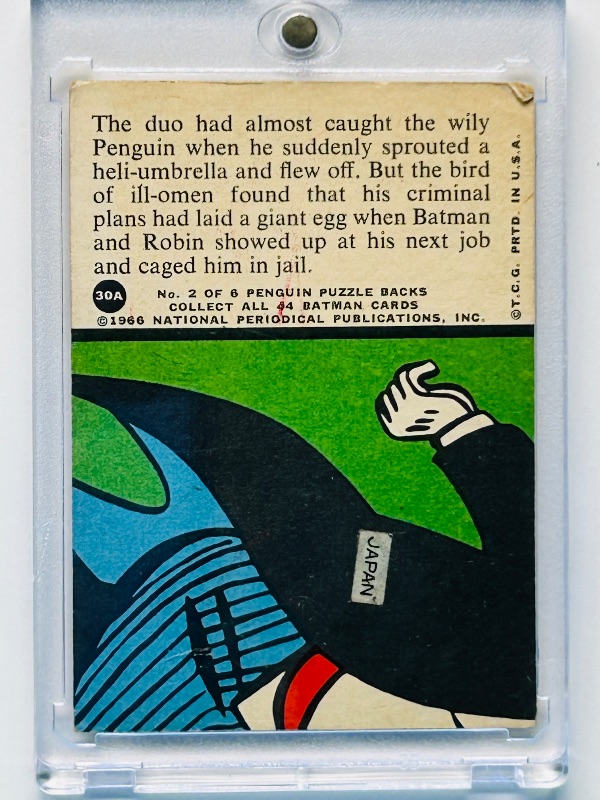 Photo 2 of 686959… vintage 1966 Batman card 30A in hard plastic case-bent corner 