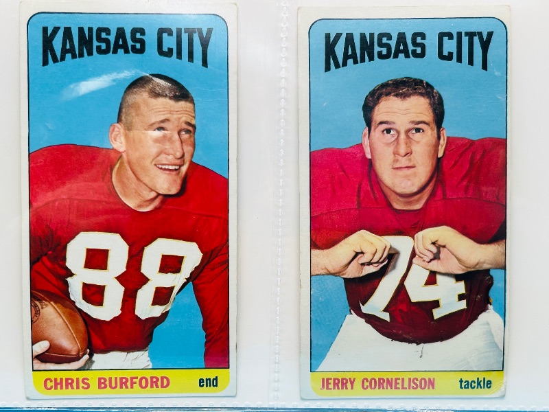 Photo 1 of 686967… 2 vintage 1965 football tallboy cards in plastic sleeves 