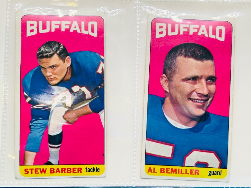 Photo 1 of 686969… 2 vintage 1965 football tallboy cards in plastic sleeves 