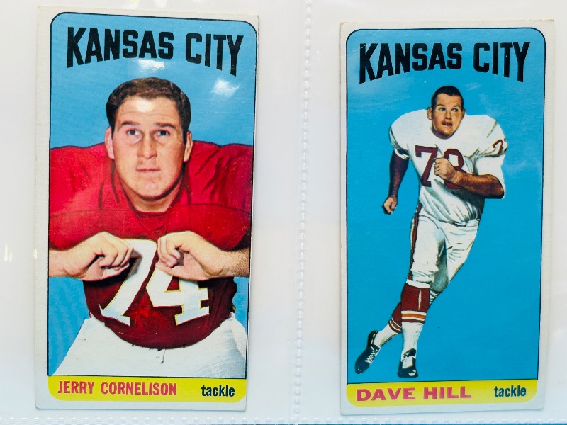 Photo 1 of 686970…  2 vintage 1965 football tallboy cards in plastic sleeves 