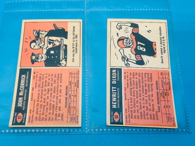 Photo 2 of 686971…  2 vintage 1965 football tallboy cards in plastic sleeves 