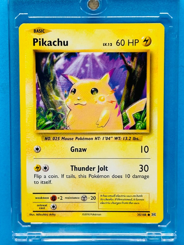 Photo 1 of 686982…Pokémon pikachu card in hard plastic case 35/108 