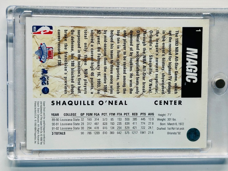 Photo 2 of 686989…Rookie Shaquille O’Neal magic card 1 in hard plastic case