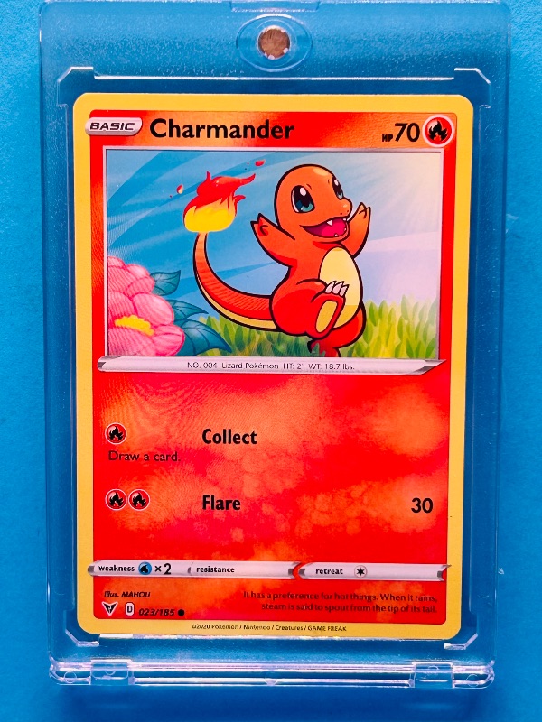 Photo 1 of 686991… Pokémon charmander card in hard plastic case 023/185