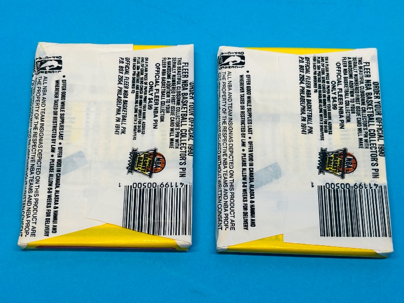 Photo 2 of 686994… final sale no returns/refunds 2 sealed possible Jordan -Fleer 1990 basketball wax packs 