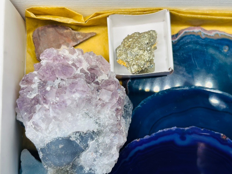 Photo 3 of 687026… rock and geode collection- agate slices, amethyst, crystal, stilbite, pyrite (fool’s gold), polished pebbles