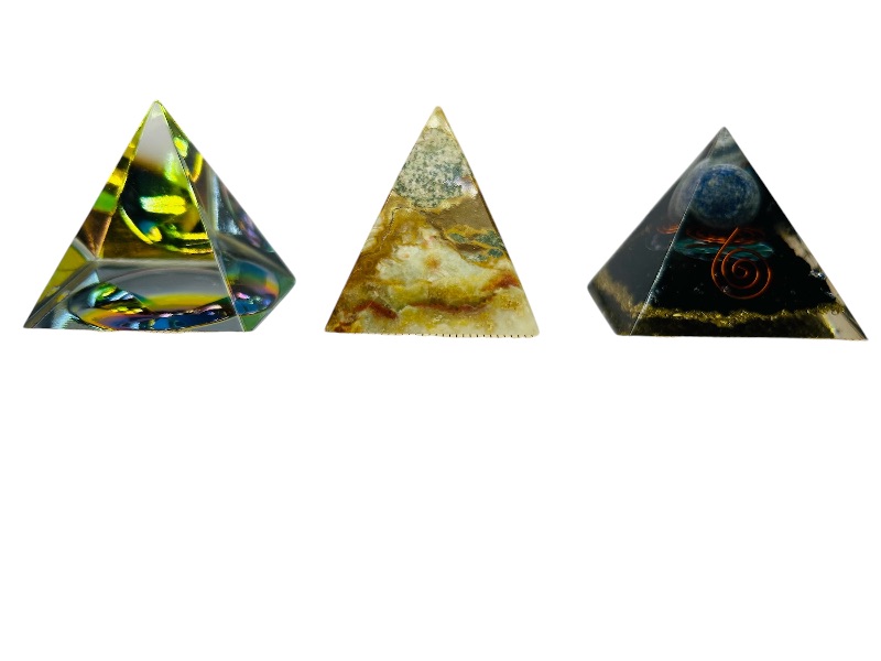 Photo 2 of 687033…3 decorative pyramids- stone and acrylic 