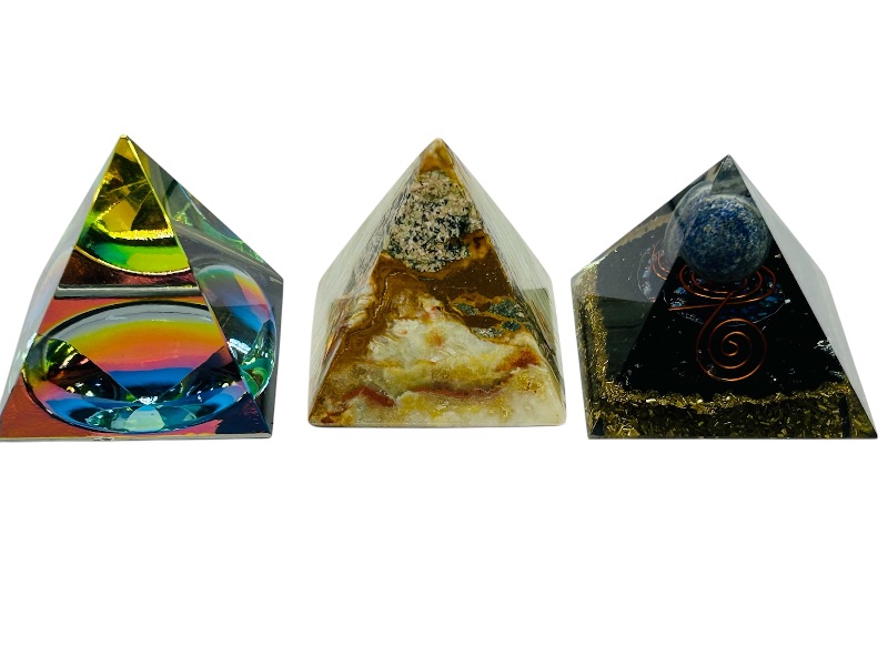 Photo 1 of 687033…3 decorative pyramids- stone and acrylic 