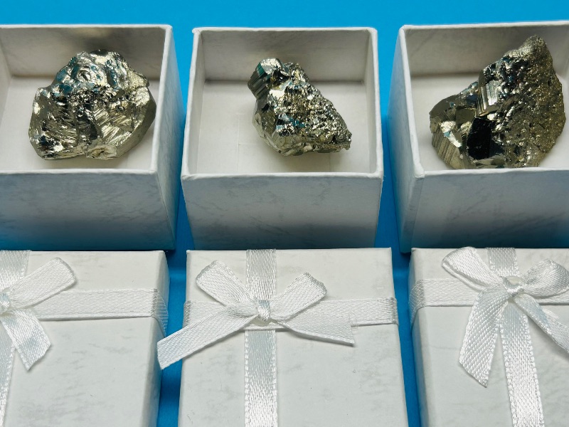 Photo 4 of 687037… 3 pyrite (fools gold) nuggets in gift boxes