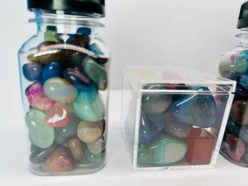 Photo 3 of 687039…small polished rocks in displays 4”bottles