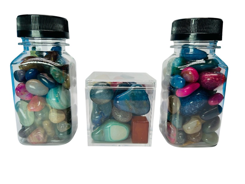 Photo 1 of 687039…small polished rocks in displays 4”bottles