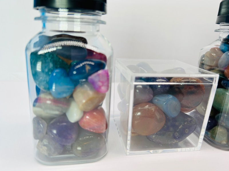 Photo 3 of 687040… small polished rocks in displays 4”bottles