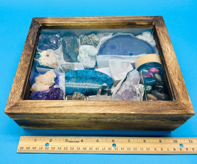 Photo 10 of 687086…rock and geode collection in wood box- amethyst, crystal, agate, stilbite, pyrite Fools gold) and polished