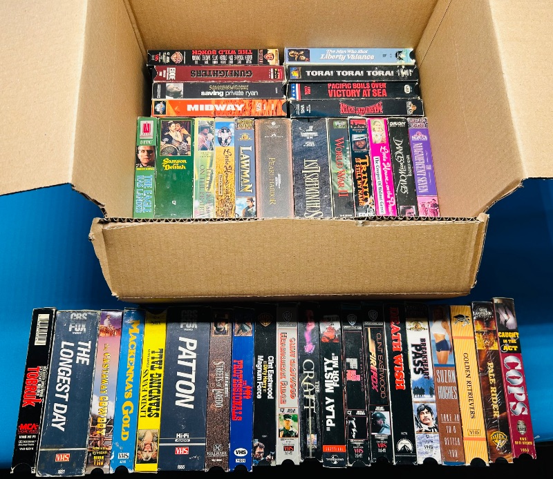 Photo 1 of 687120…final sale no returns/refunds- 40 VHS movie tapes -cases show wear from age