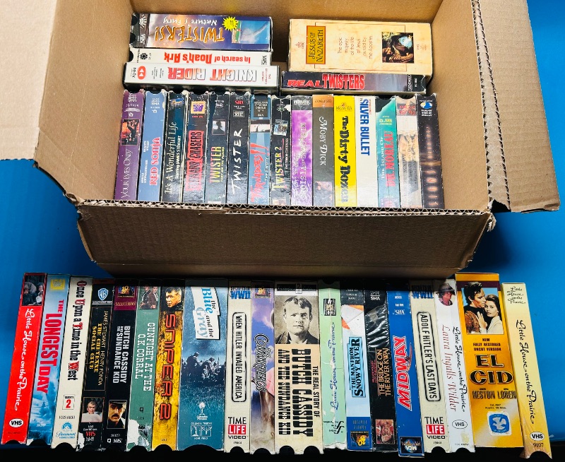 Photo 1 of 687123… final sale no returns/refunds- 40 VHS movie tapes -cases show wear from age