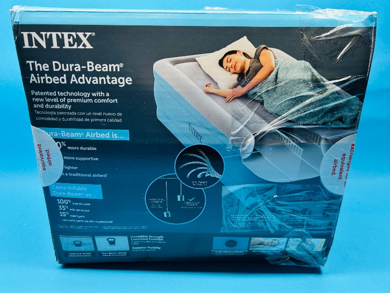 Photo 3 of 687125…Intex 16” mid-rise twin airbed with hand held pump- open box never used