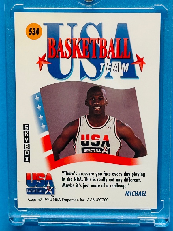 Photo 2 of 687152…Michael Jordan Barcelona card 534  in hard plastic case