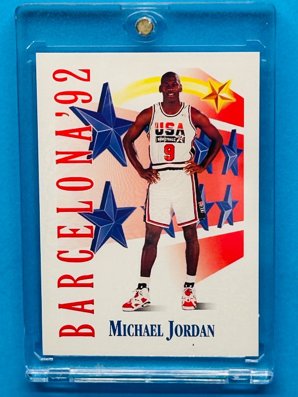 Photo 1 of 687152…Michael Jordan Barcelona card 534  in hard plastic case