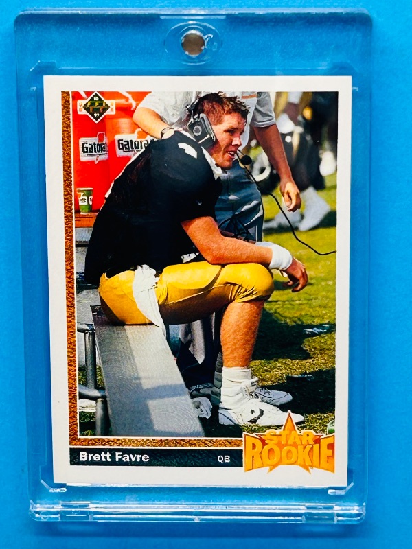 Photo 1 of 687153…Rookie Brett Favre card 13  in hard plastic case