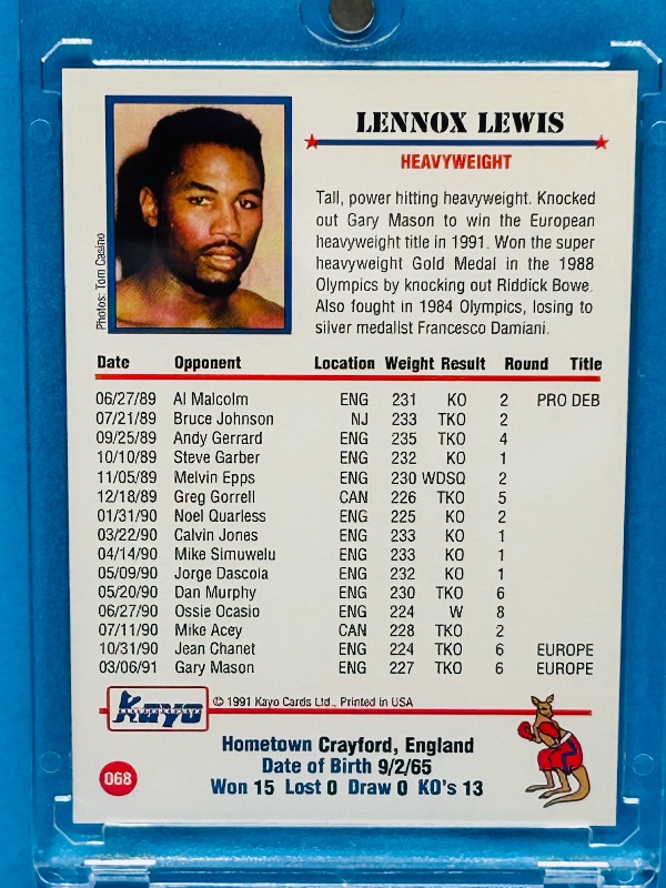 Photo 2 of 687154…Rookie Lennox  Lewis card  in hard plastic case