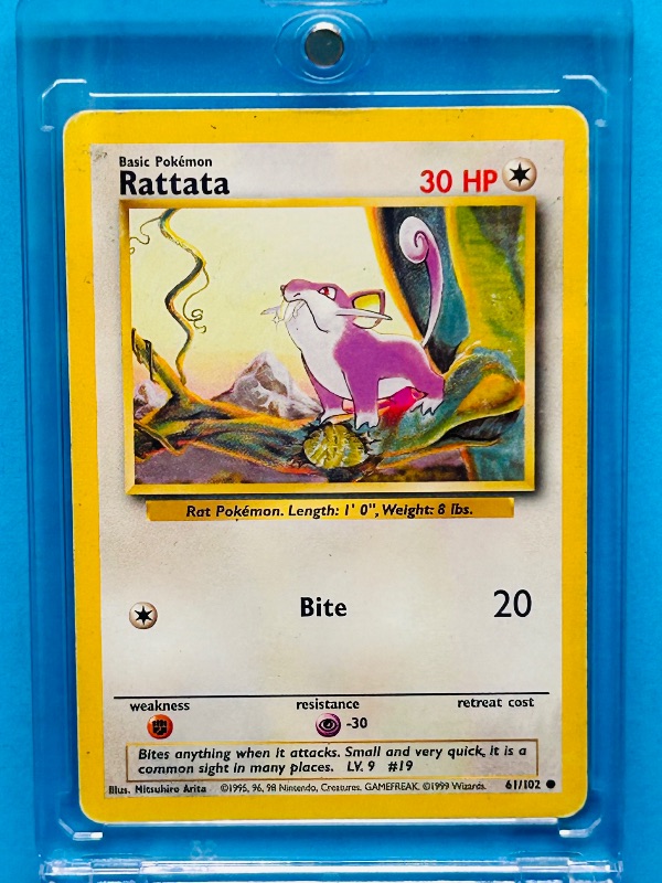 Photo 1 of 687169… Pokémon card in hard plastic case 61/102 Rattata 