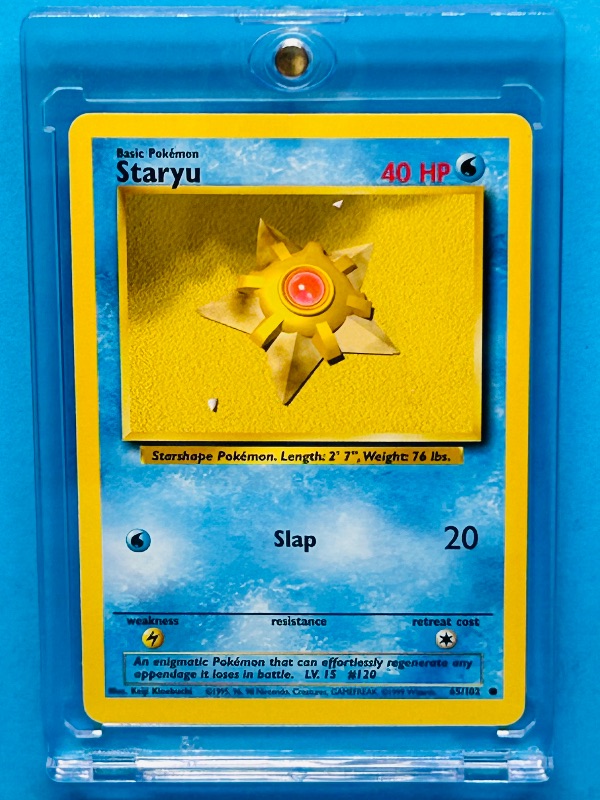 Photo 1 of 687172… Pokémon Staryu card in hard plastic case 65/102