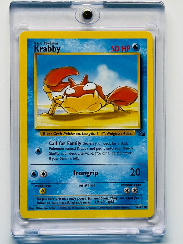 Photo 1 of 687173… Pokémon  krabby card in hard plastic case 51/62