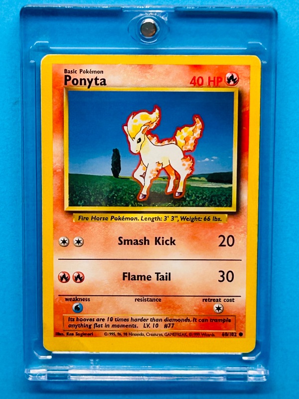 Photo 1 of 687175… Pokémon ponyta card in hard plastic case 60/102