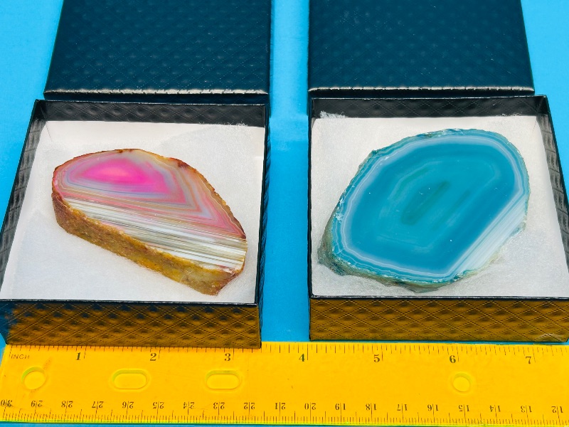 Photo 1 of 687280…2 thick agate slices in gift boxes 