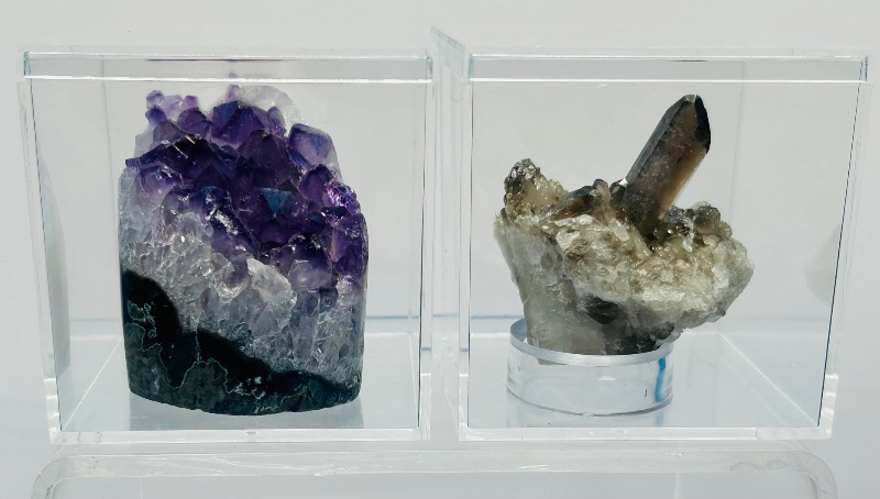 Photo 1 of 687291…smokey  quartz and amethyst rocks in 3x3” displays 
