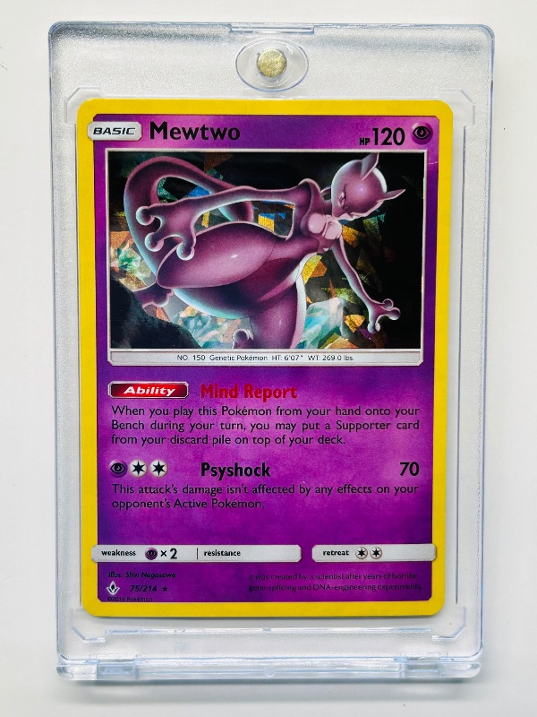 Photo 1 of 687420… Pokémon holo  Mewtwo card in hard plastic case