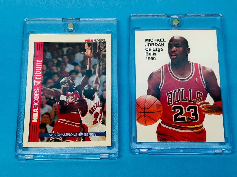 Photo 1 of 687472…2 Michael Jordan cards  in hard plastic case
